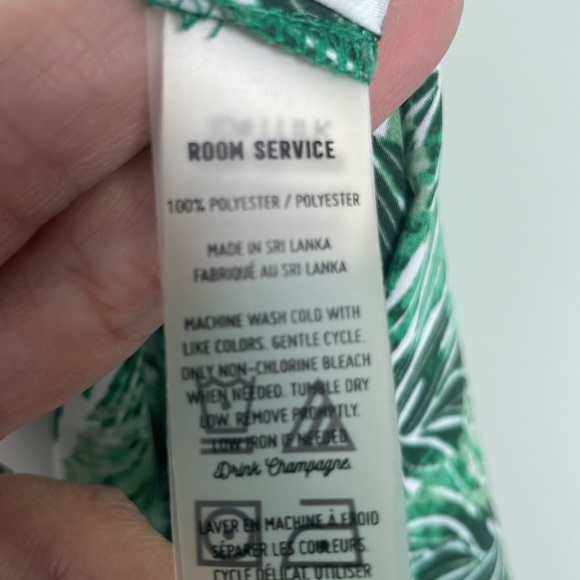 Nordstrom Room Service Green Palm Print Silky Open Robe L/XL - Picture 7 of 7